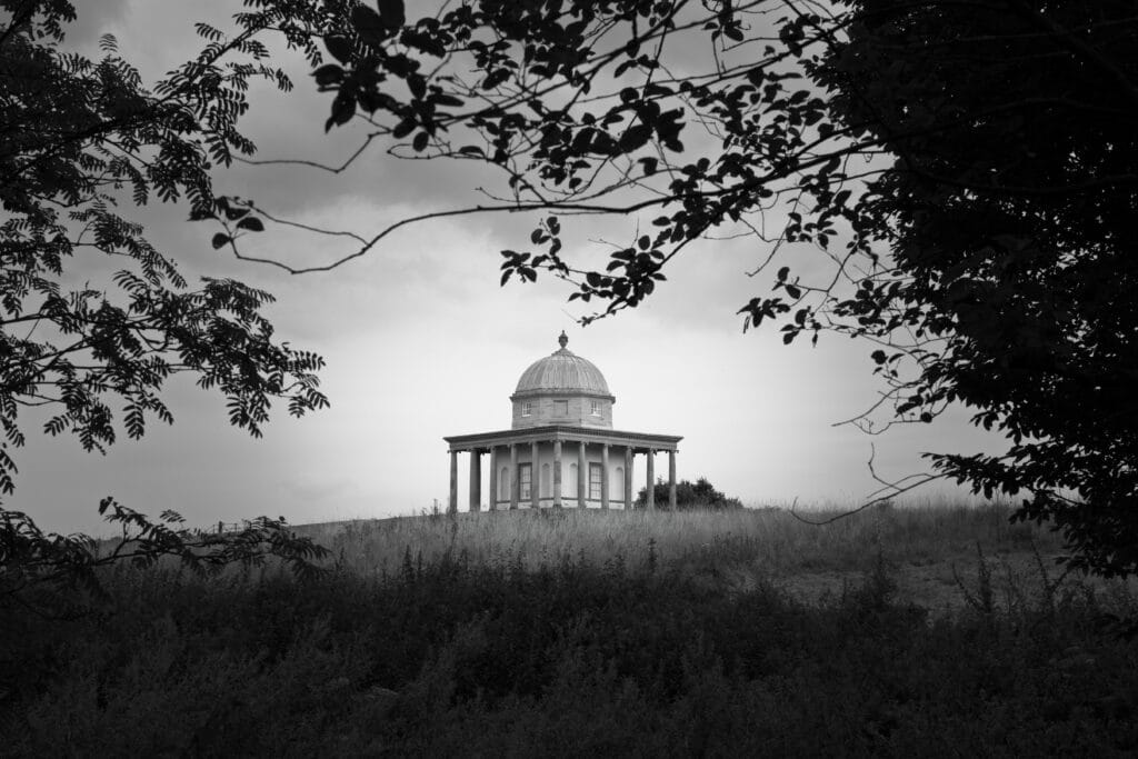 Black And White Image of the Temple of Minerva at Hardwick Park