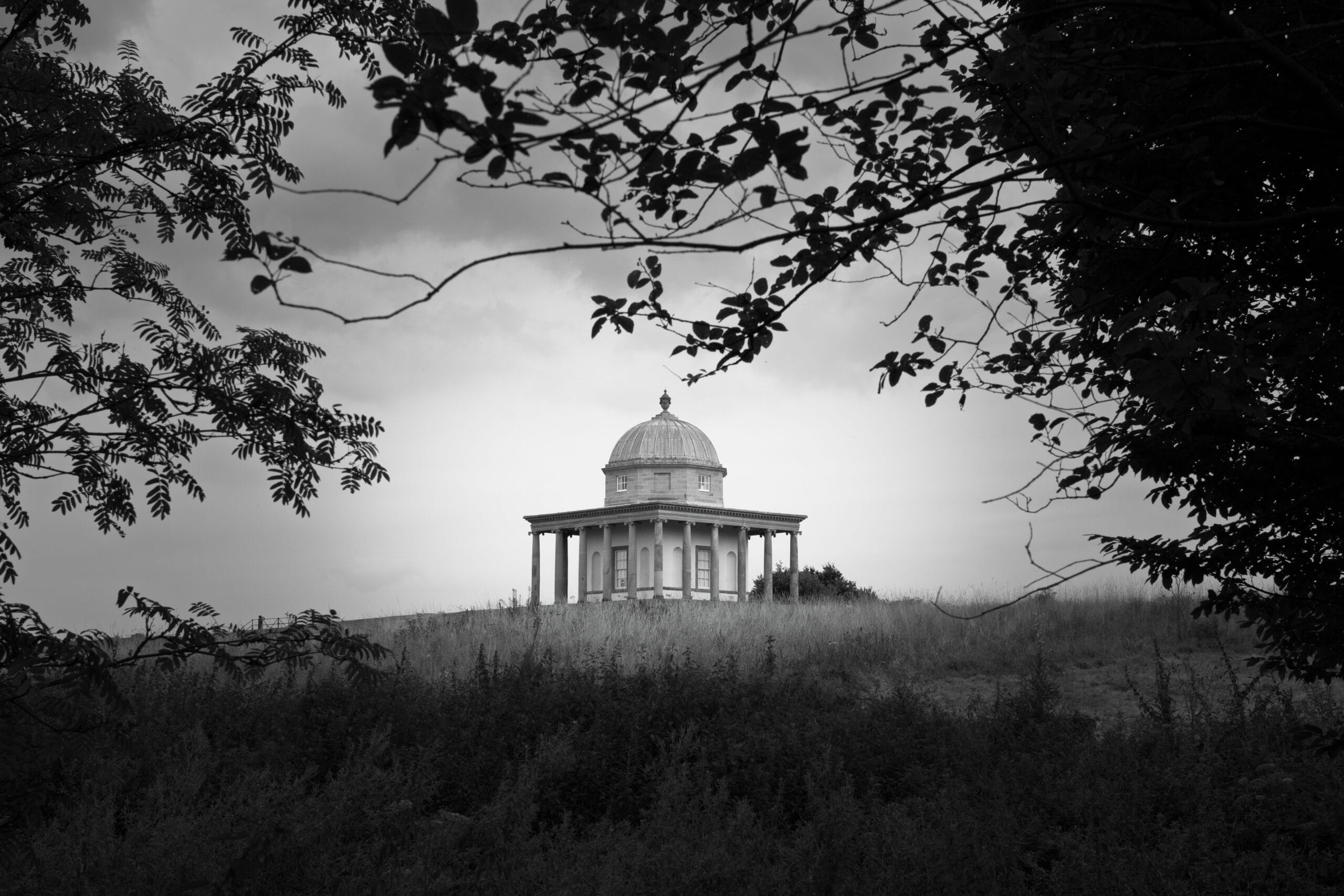 Black And White Image of the Temple of Minerva at Hardwick Park